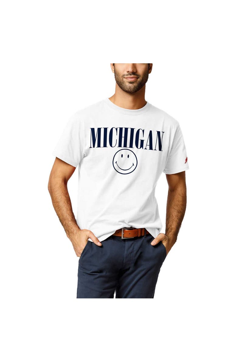 LEAGUE COLLEGIATE WEAR Men's League Collegiate Wear White Michigan Wolverines Smiley All American T-Shirt, Alternate, color, White