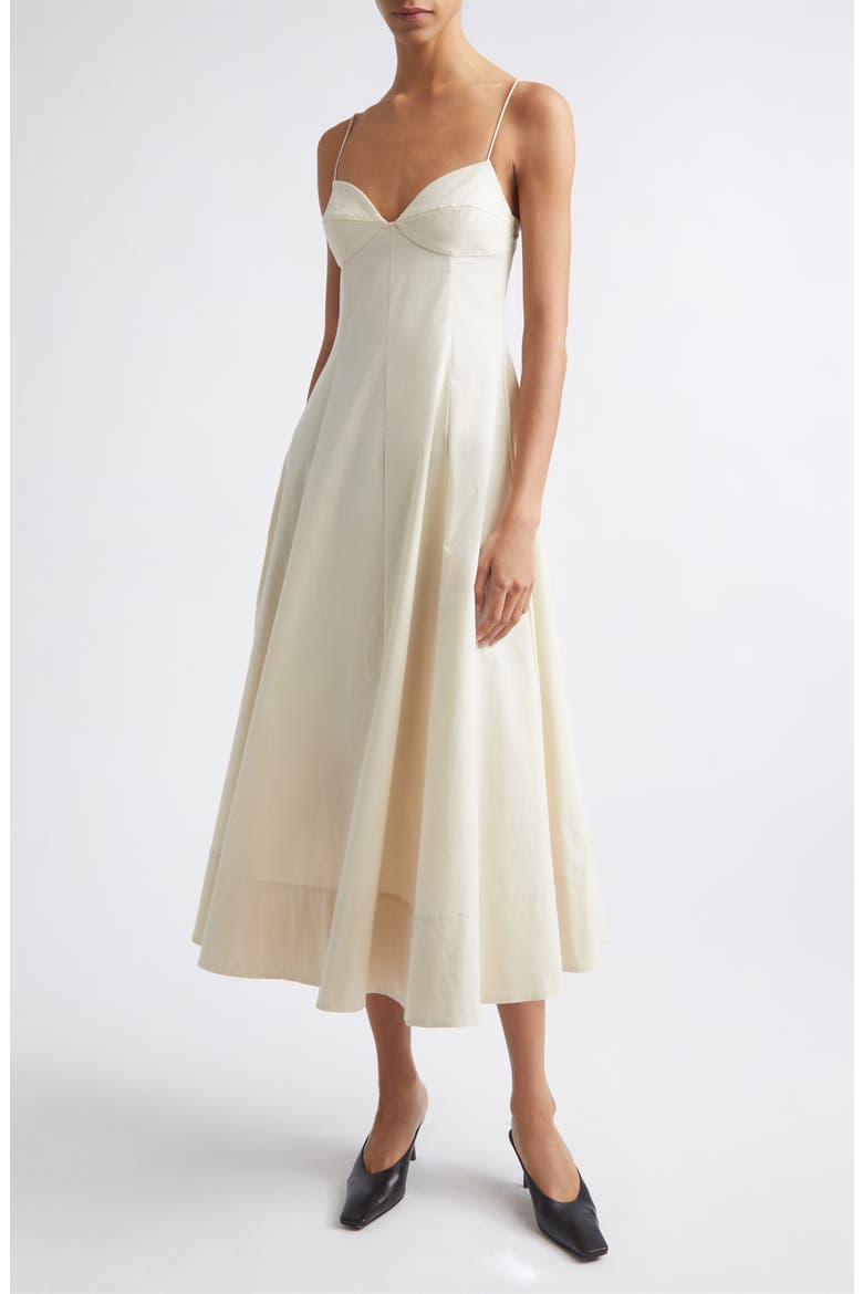Cotton Blend Cami Midi Dress, Main, color, PORCELAIN