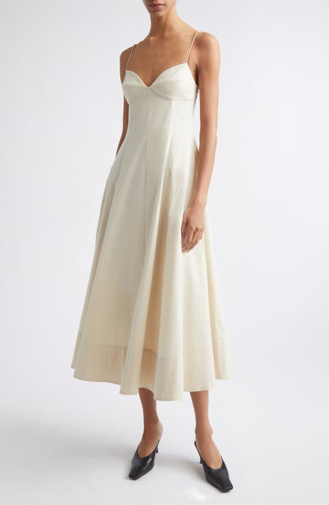 Cotton Blend Cami Midi Dress