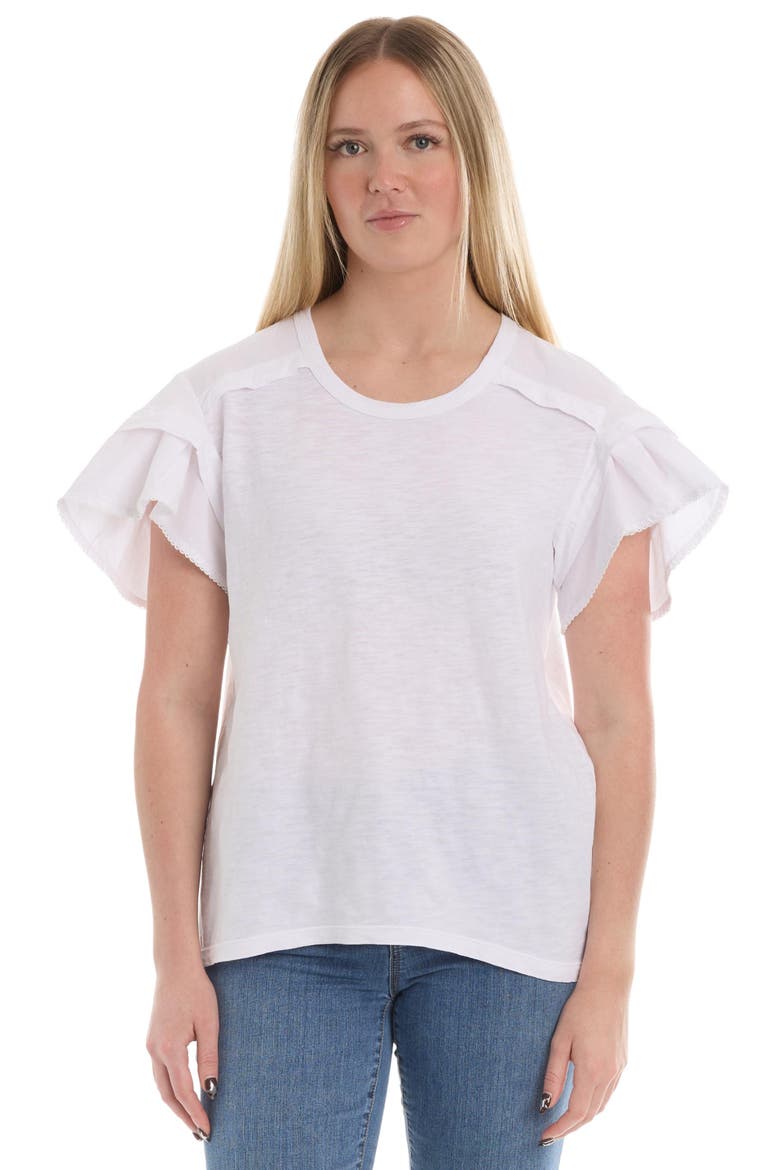 Ruffle Short Sleeve Tee, Main, color, White