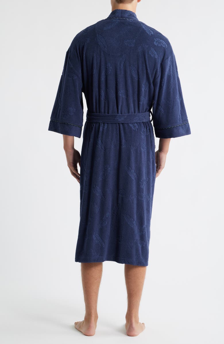 Majestic International Shadow Hibiscus Terry Cloth Robe, Alternate, color, Navy Hibiscus