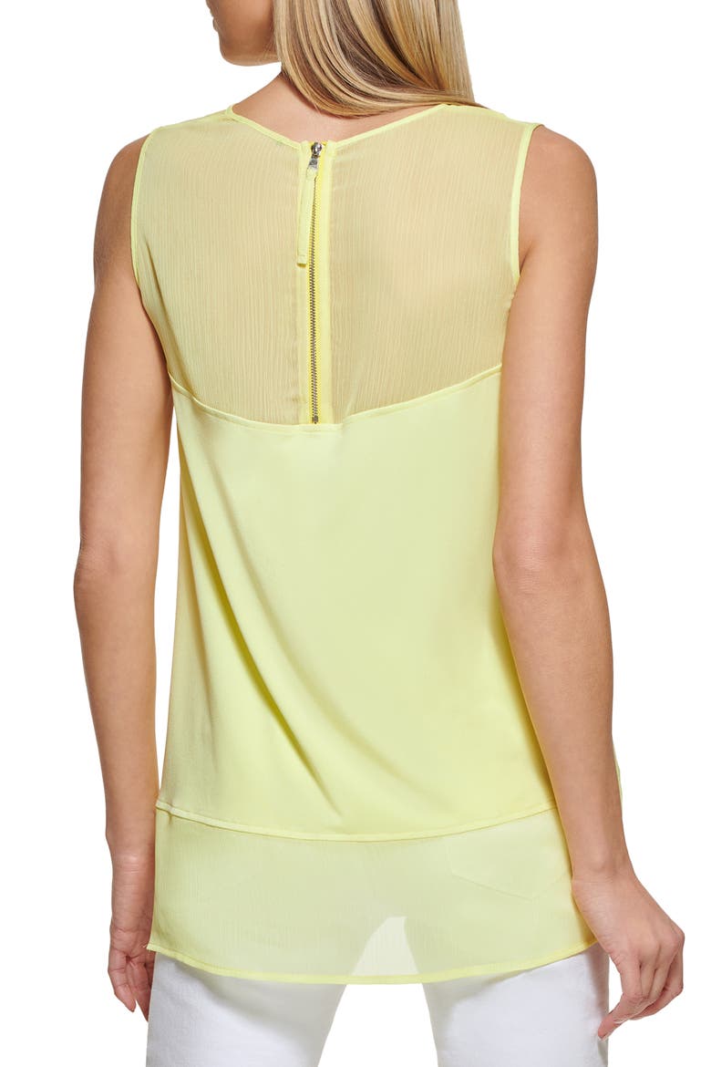 Mixed Media V-Neck Sleeveless Top, Alternate, color, LIMONCELLO