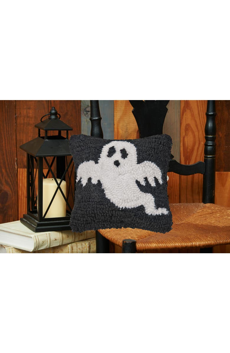 C&F Home Cute Ghost Halloween Hooked Petite Mini Accent Pillow 8" x 8", Alternate, color, Black