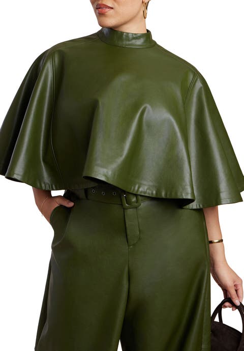 Faux Leather Cape Top (Plus)