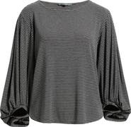 Wit & Wisdom Stripe Balloon Sleeve Knit Top