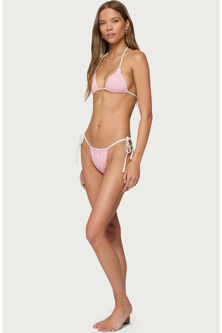 Leigh Polka Dot Triangle Bikini Top, Alternate, color, PINK-AND-WHITE