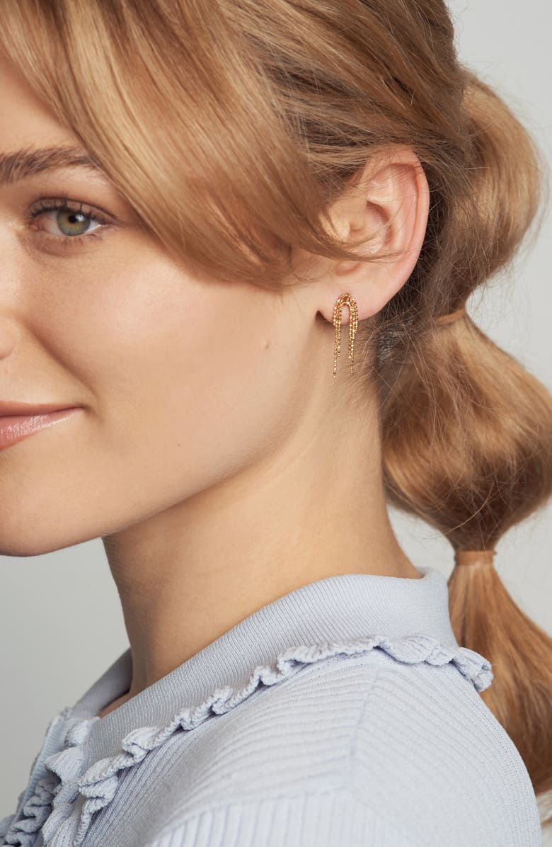 Poppy Finch Cluster Ball Chain Drop Earrings, Alternate, color, 14K Yellow Gold