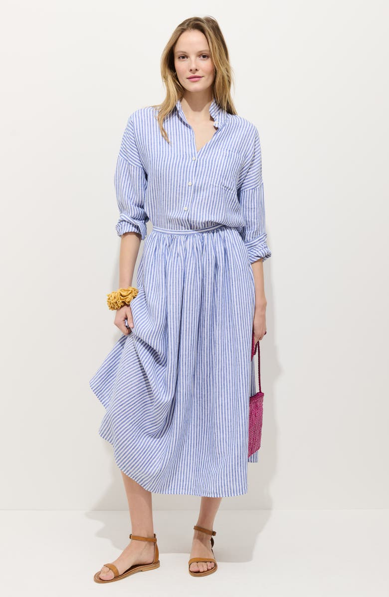 Alex Mill Sarah Stripe Linen Midi Skirt, Alternate, color, Ocean / Ivory