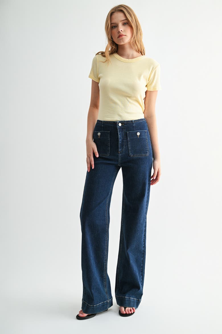 Blueprint Patch Pocket High Waist Straight Leg Jeans, Alternate, color, Dark Wash