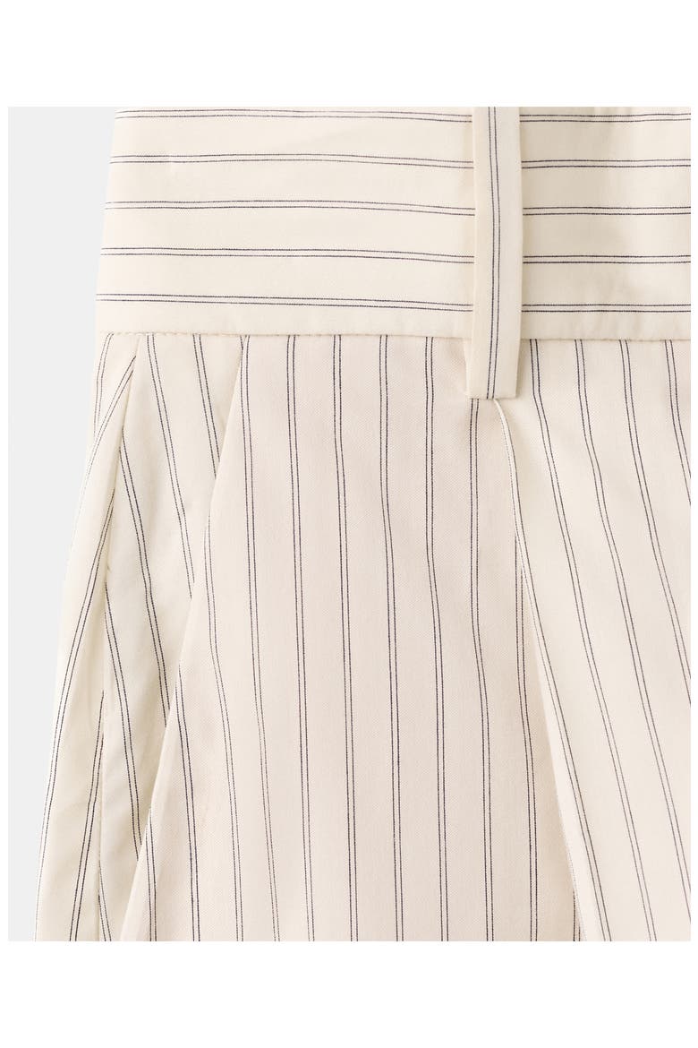 Pinstripe Pleated Bermuda Shorts, Alternate, color, VANILLA
