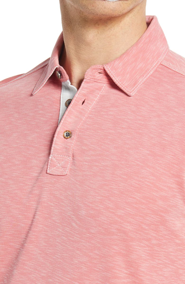 Johnston & Murphy Slub Men's Polo, Alternate, color, Coral