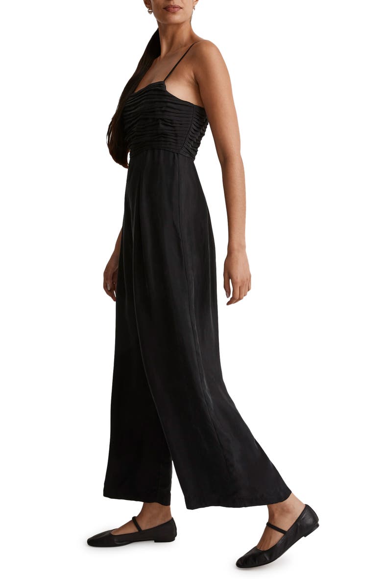 Madewell Ruched Crop Straight Leg Jumpsuit, Alternate, color, 