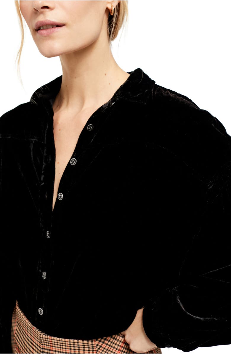 Free People La Luna Velvet Shirt, Alternate, color,