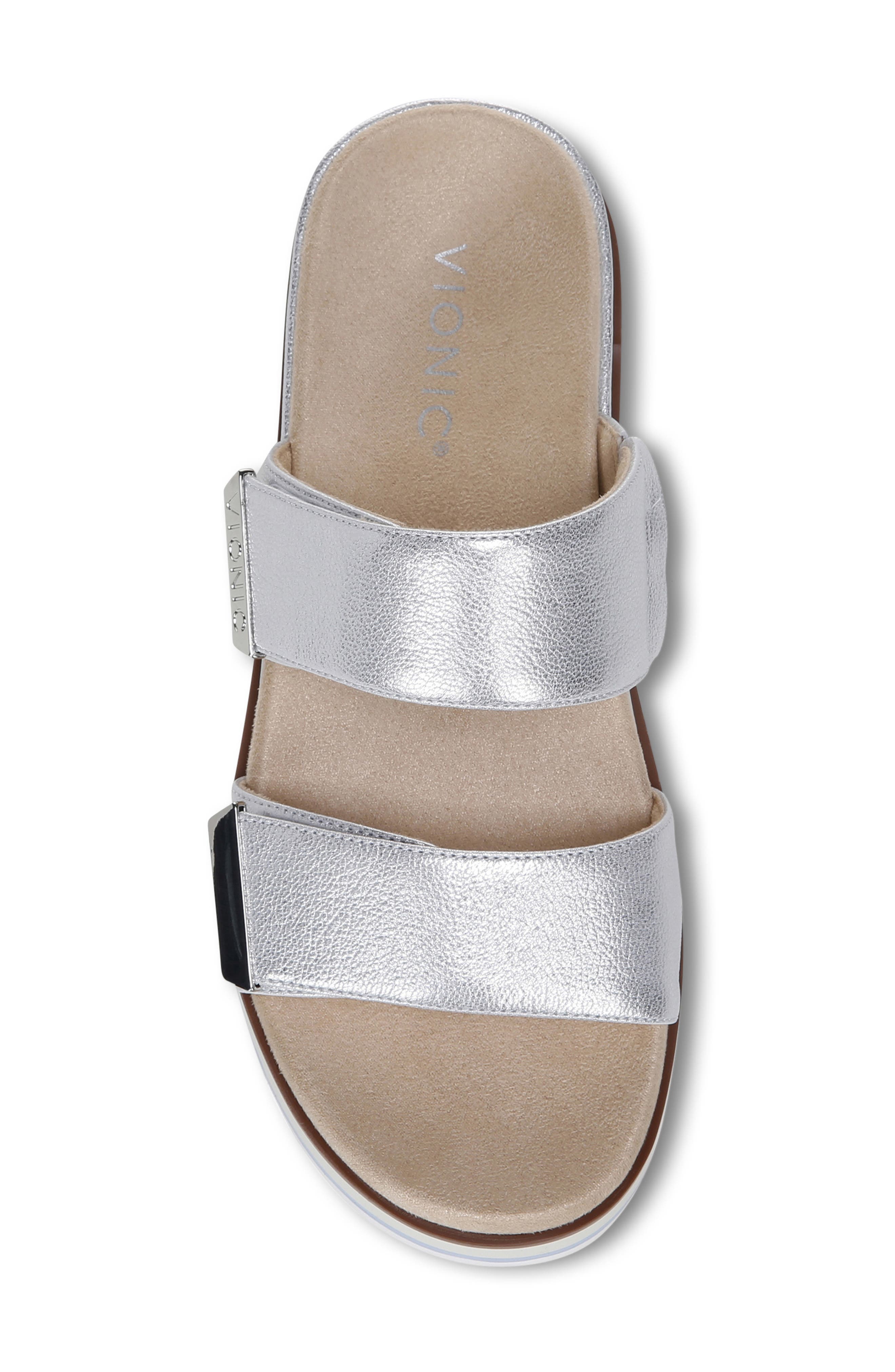Brandie Platform Slide Sandal, Alternate, color, PEWTER LEATHER