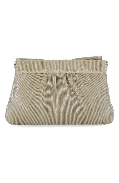 Jessica Mcclintock Vivienne Pleated Bow Clutch In Gold