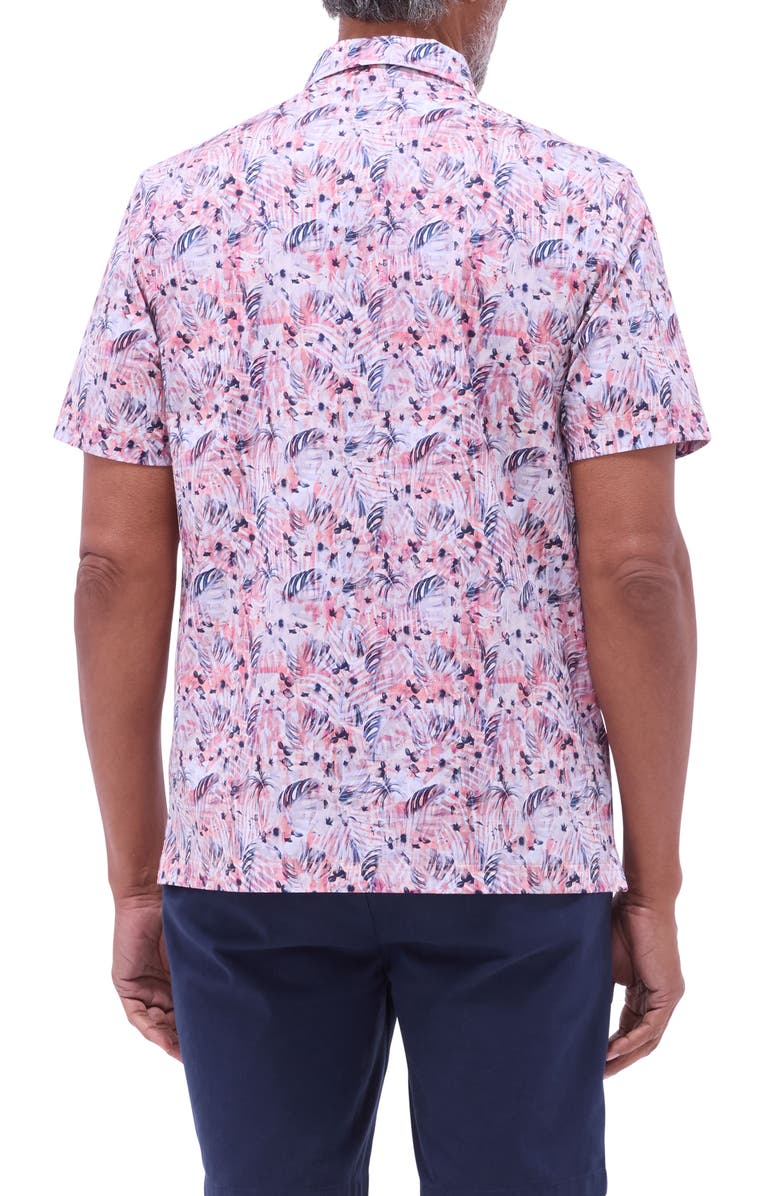 Bugatchi Victor OoohCotton<sup>®</sup> Leaf Print Polo, Alternate, color, Chili