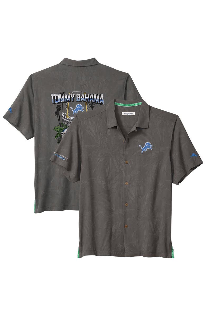 Tommy Bahama Men's Tommy Bahama  Gray Detroit Lions Endzone Paradise COOLMAX Button-Up Shirt, Main, color, Gray