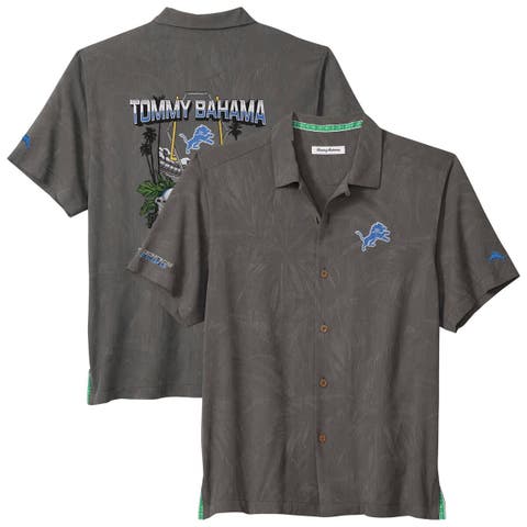 Men's Tommy Bahama  Gray Detroit Lions Endzone Paradise COOLMAX Button-Up Shirt