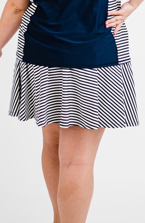 Calypsa Plus Size Flowy Swim Skirt With Shorts In Blue