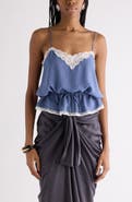 Chloé Lace Trim Floral Silk Jacquard Camisole Top