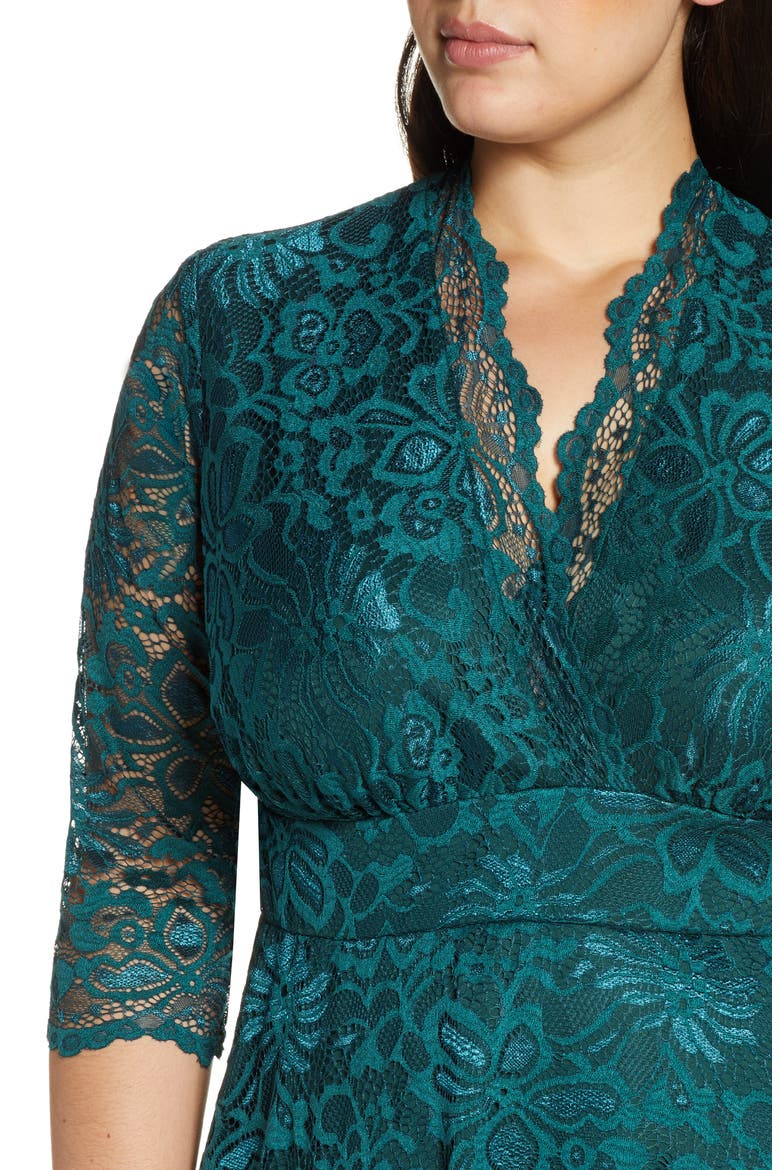 Mademoiselle Lace A-Line Dress, Alternate, color, EMERALD GREEN