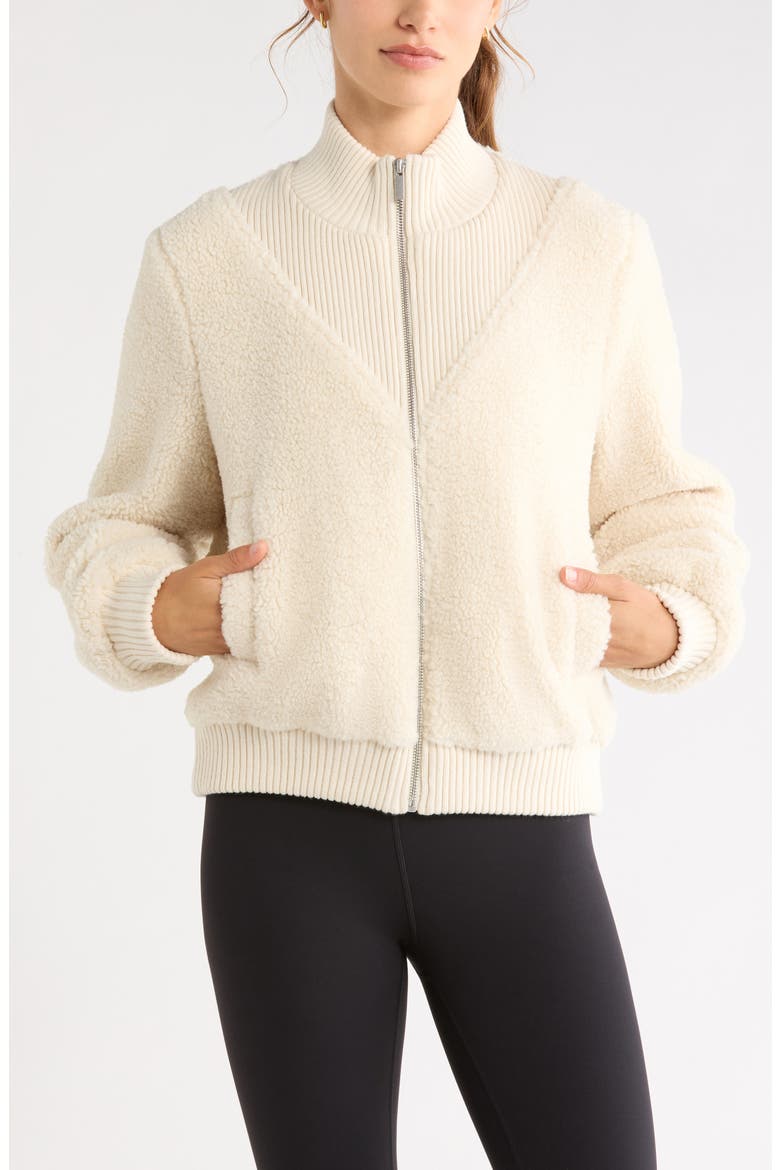Glacier Faux Shearling Jacket, Alternate, color, IVORY BIRCH