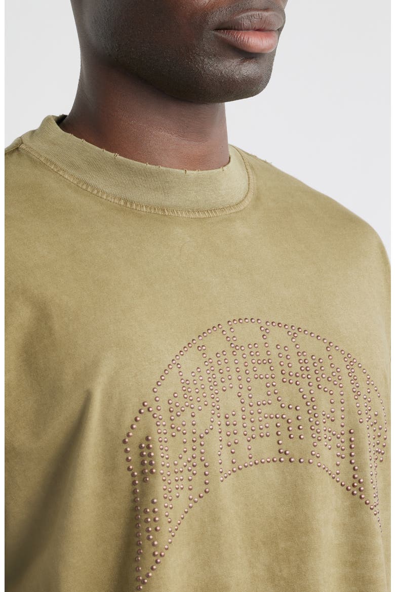 Embellished Stud Logo Cotton Graphic T-Shirt, Alternate, color, VINTAGE KHAKI