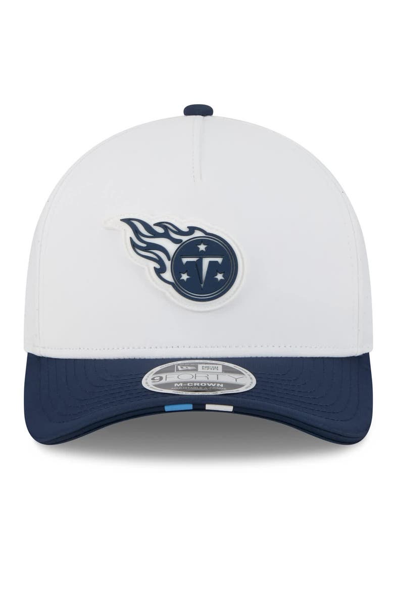 Men's New Era  White/Navy Tennessee Titans 2025 NFL Training Camp A-Frame 9FORTY Adjustable Hat, Alternate, color, White