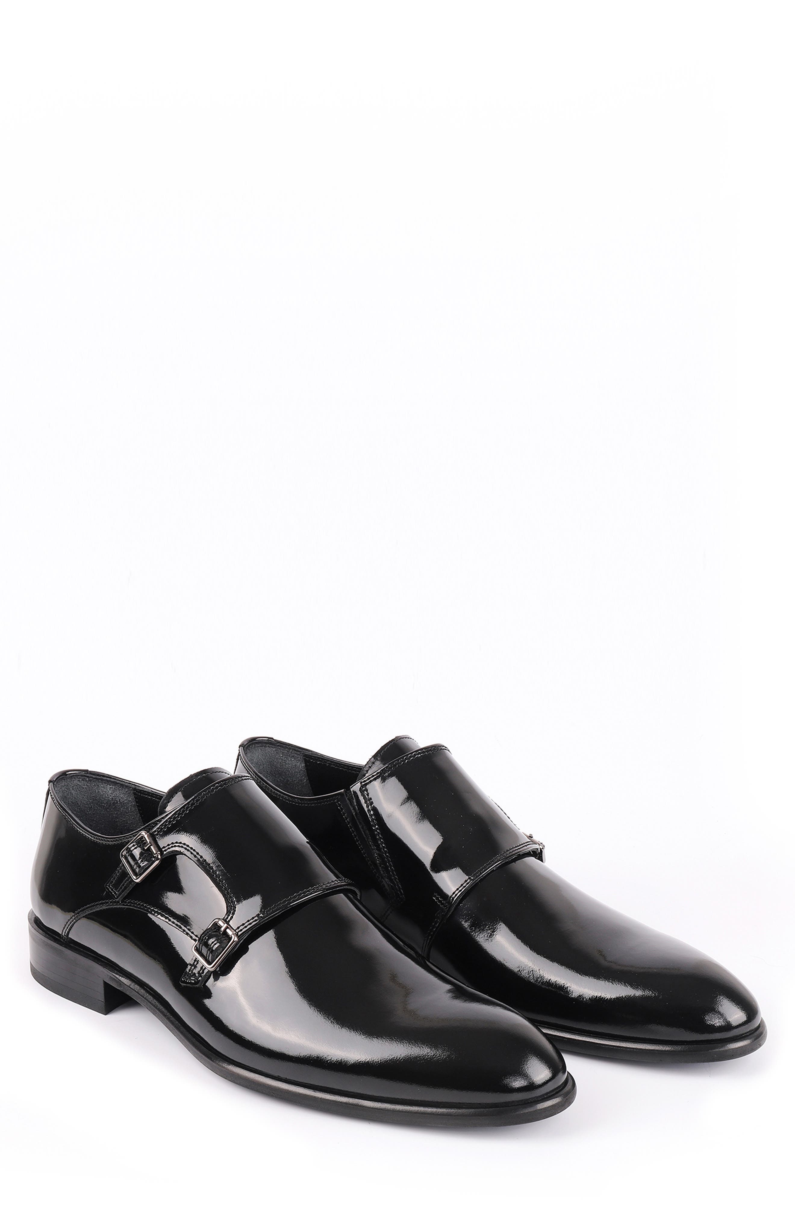 VELLAPAIS Macdona Double Monk Strap Leather Loafer, Alternate, color, Black