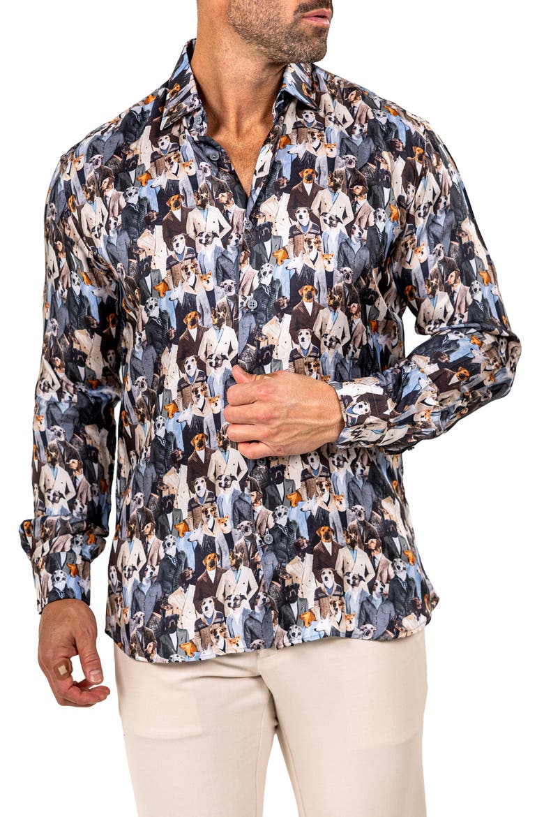 Fibonacci Marthy Contemporary Fit Button-Up Shirt, Alternate, color, BLACK