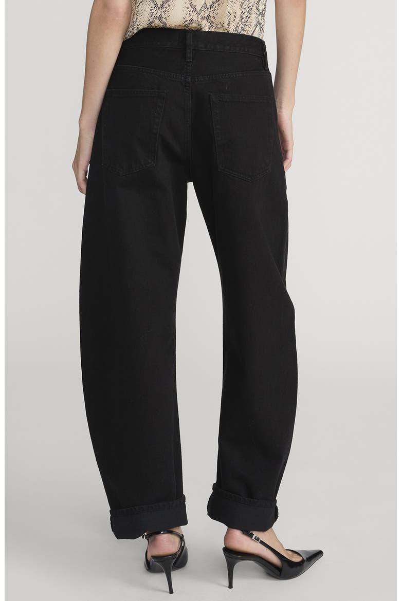 The Bubble High Waist Barrel Leg Jeans, Alternate, color, BLACK