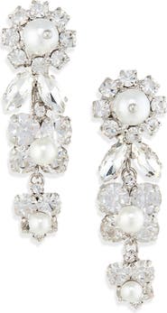 Simone Rocha Daisy Cluster Crystal & Faux Pearl Drop Earrings