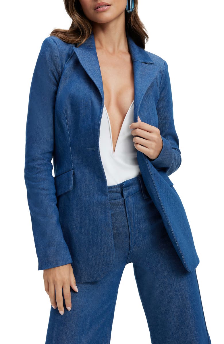 Good American Notch Lapel Chambray Blazer, Main, color,