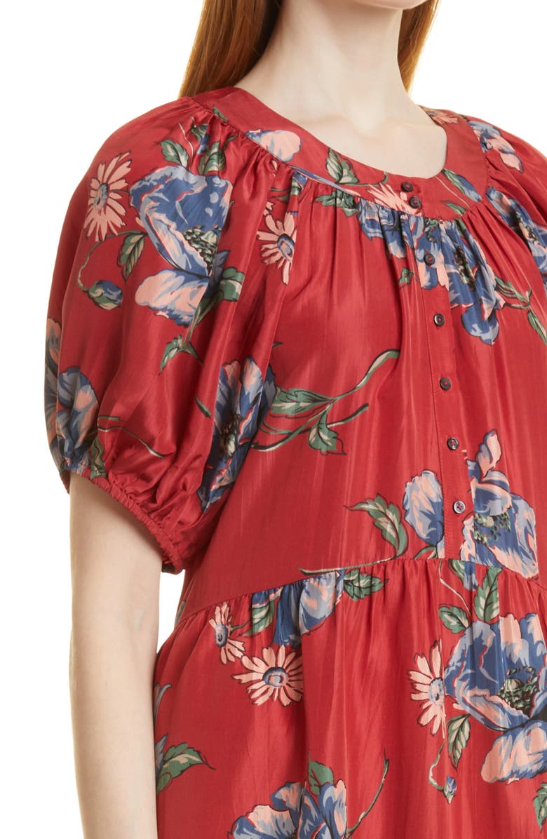 THE GREAT. The Afternoon Floral Silk Dress, Alternate, color, 