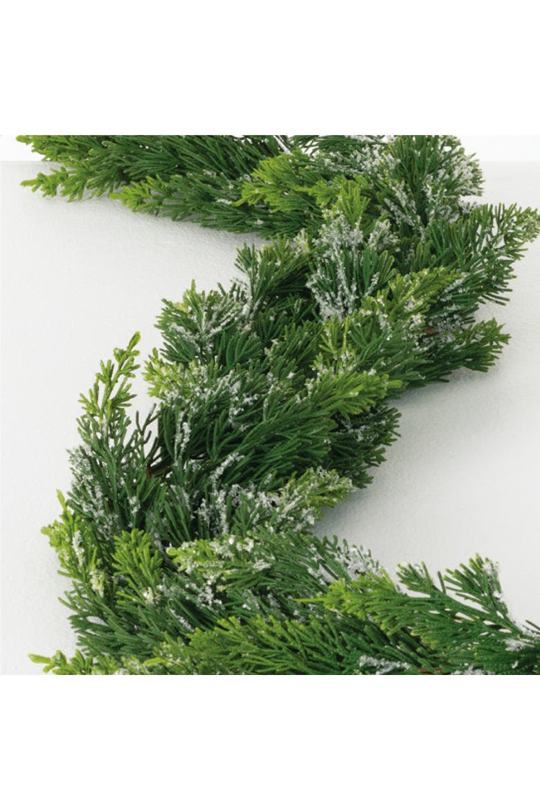 Sullivan's Christmas Frosted Cedar Garland, Green Frosted Floral Decor for Crafting, Weddings, Home and Holiday Decoration, 11 Inch, Main, color, Green