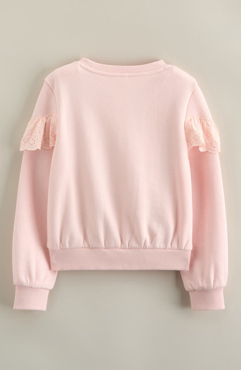 Nordstrom Kids' Eyelet Ruffle Crewneck Cotton Blend Terry Sweatshirt, Alternate, color, Pink Amour