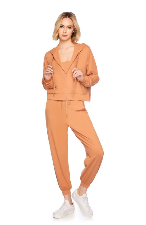 Susana Monaco Front Zip Crop Hoodie In Caramel