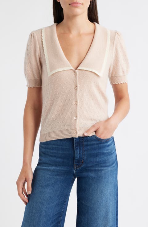 トップス andwang Puff sleeve cardigan Women's Nude Puff Sleeve Cardigan | Whistles US |