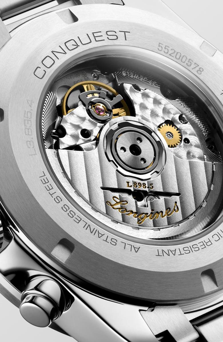 Longines Conquest Chronograph Bracelet Watch, 42mm, Alternate, color, Silver/ Green