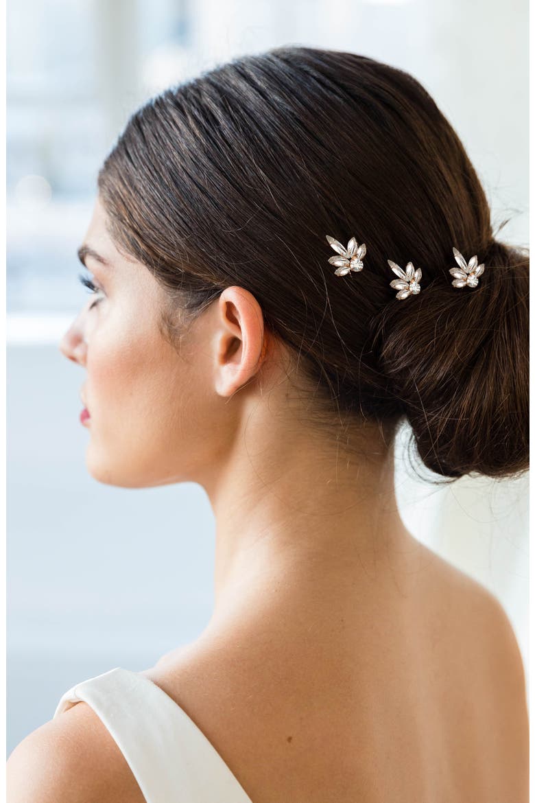 Coco Set of 3 Hair Pins, Main, color, SILVER