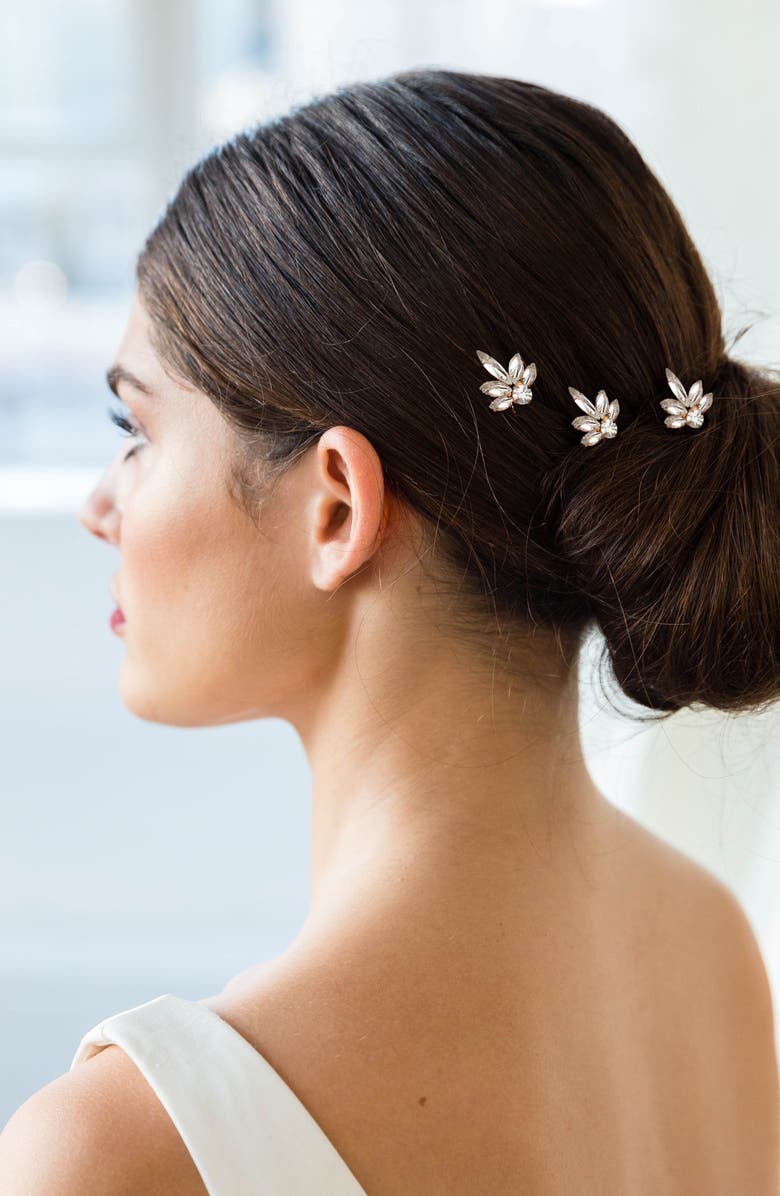 Brides & Hairpins Coco Set of 3 Hair Pins, Main, color, Silver