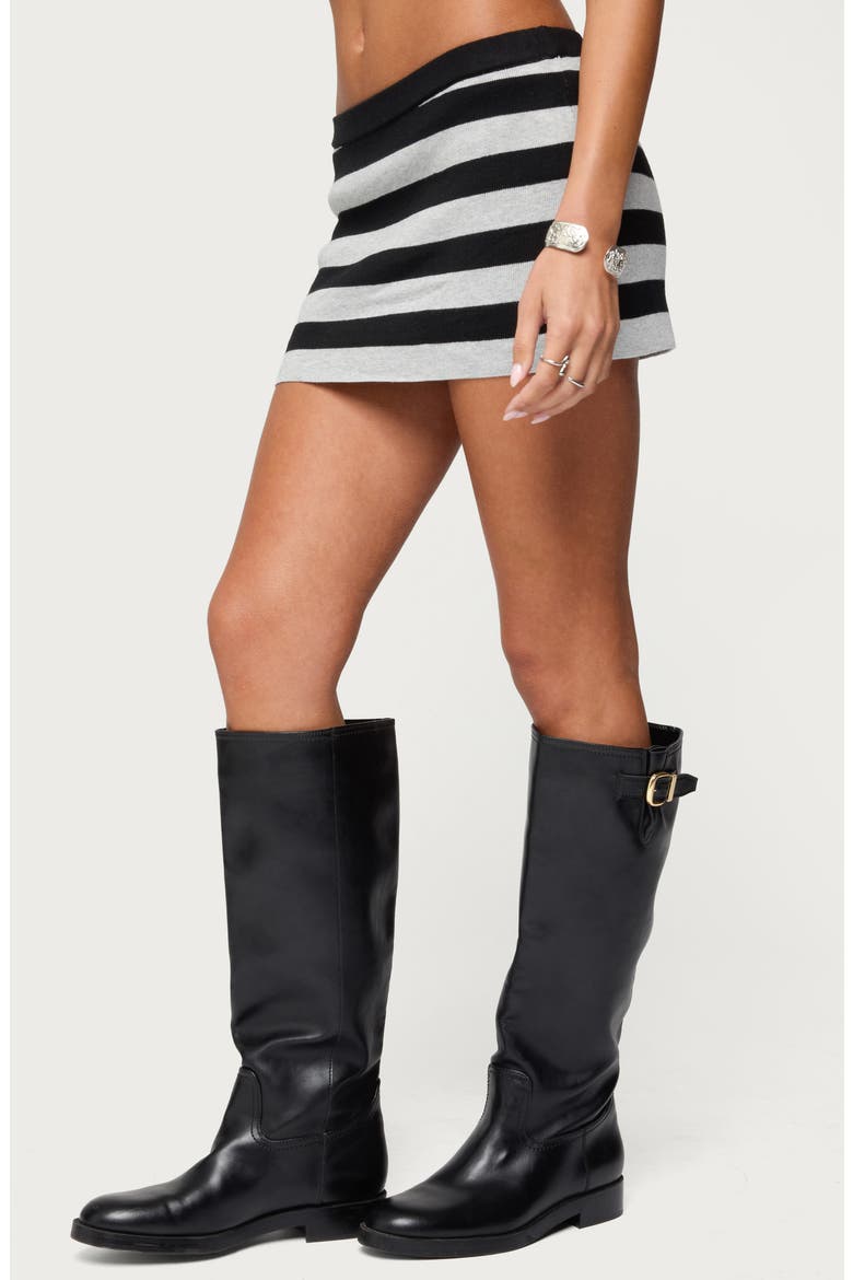 Kezia Stripe Knit Miniskirt, Alternate, color, BLACK