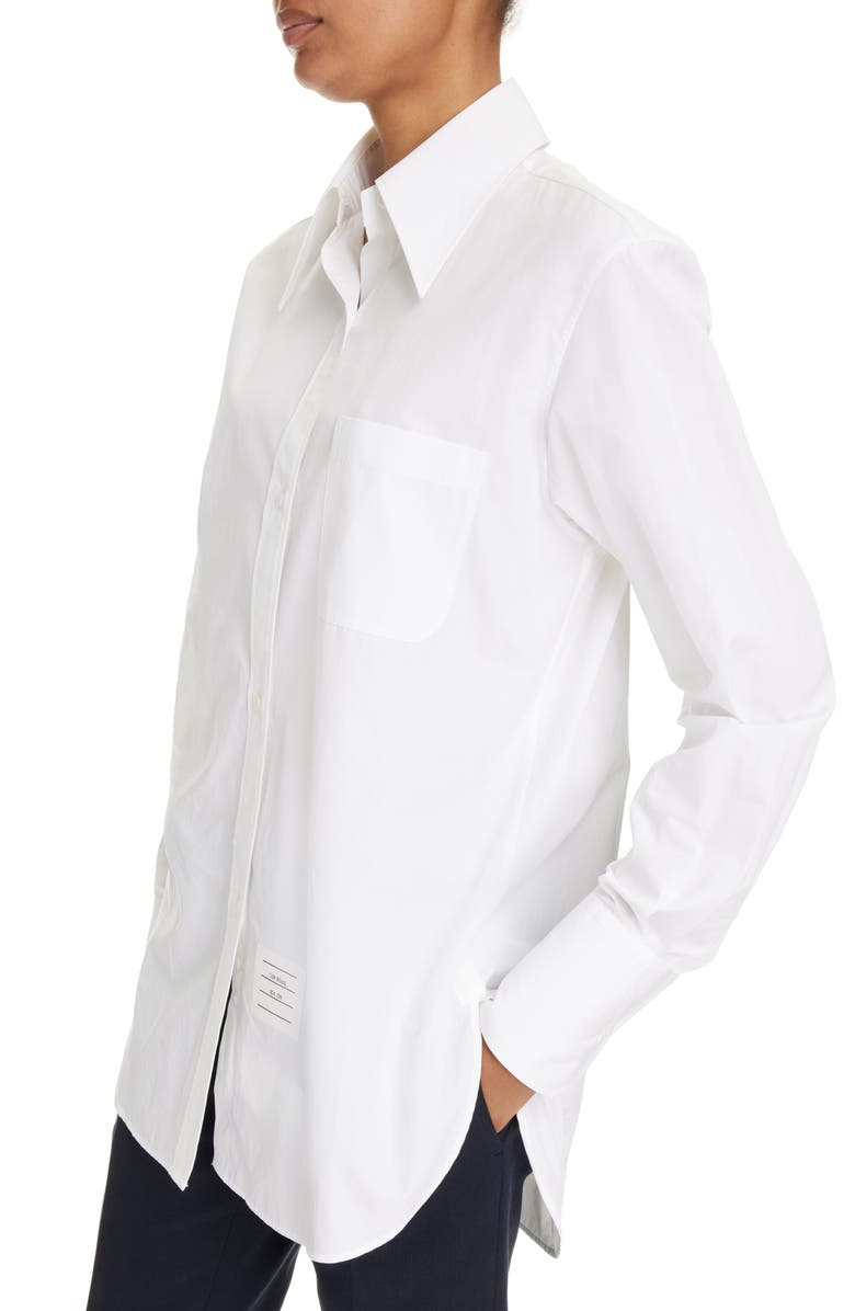 Thom Browne Exaggerated Collar Easy Fit Cotton Button-Up Shirt, Alternate, color,