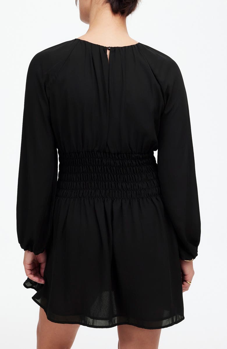 Madewell Smocked Bubble Sleeve Minidress, Alternate, color, True Black
