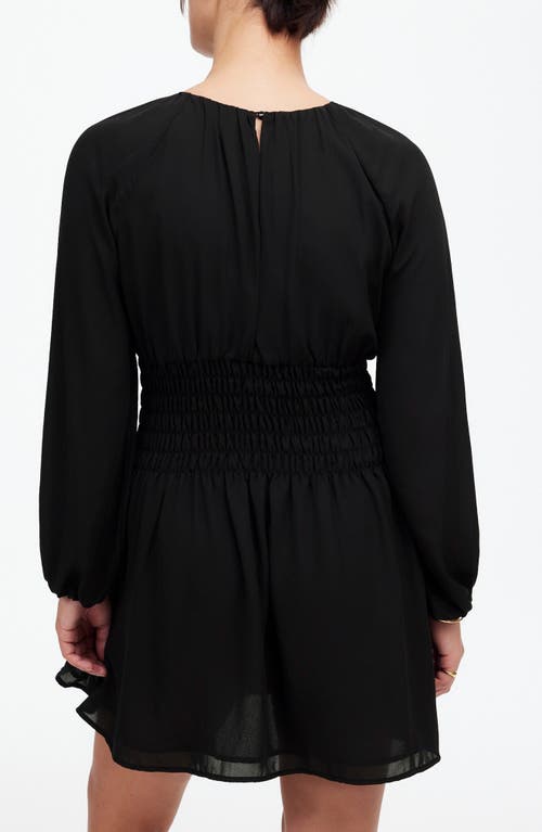 Madewell Smocked Bubble Sleeve Minidress In True Black