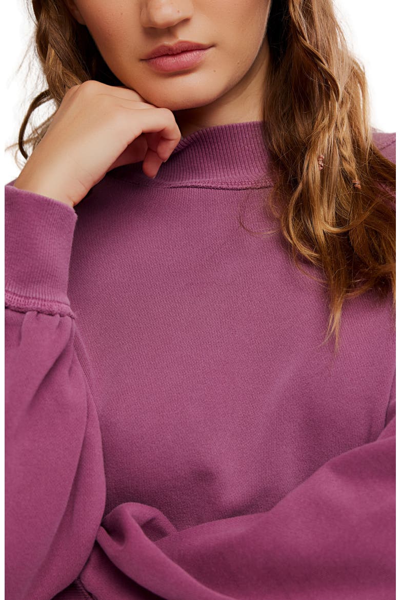 Palm Springs Mock Neck Cotton Fleece Sweatshirt, Alternate, color, DAMSON