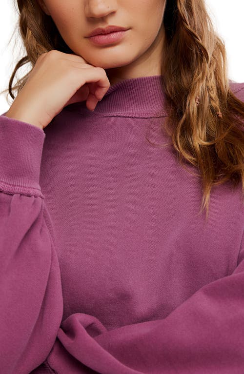 Free People Palm Springs Mock Neck Cotton Fleece Sweatshirt In Purple