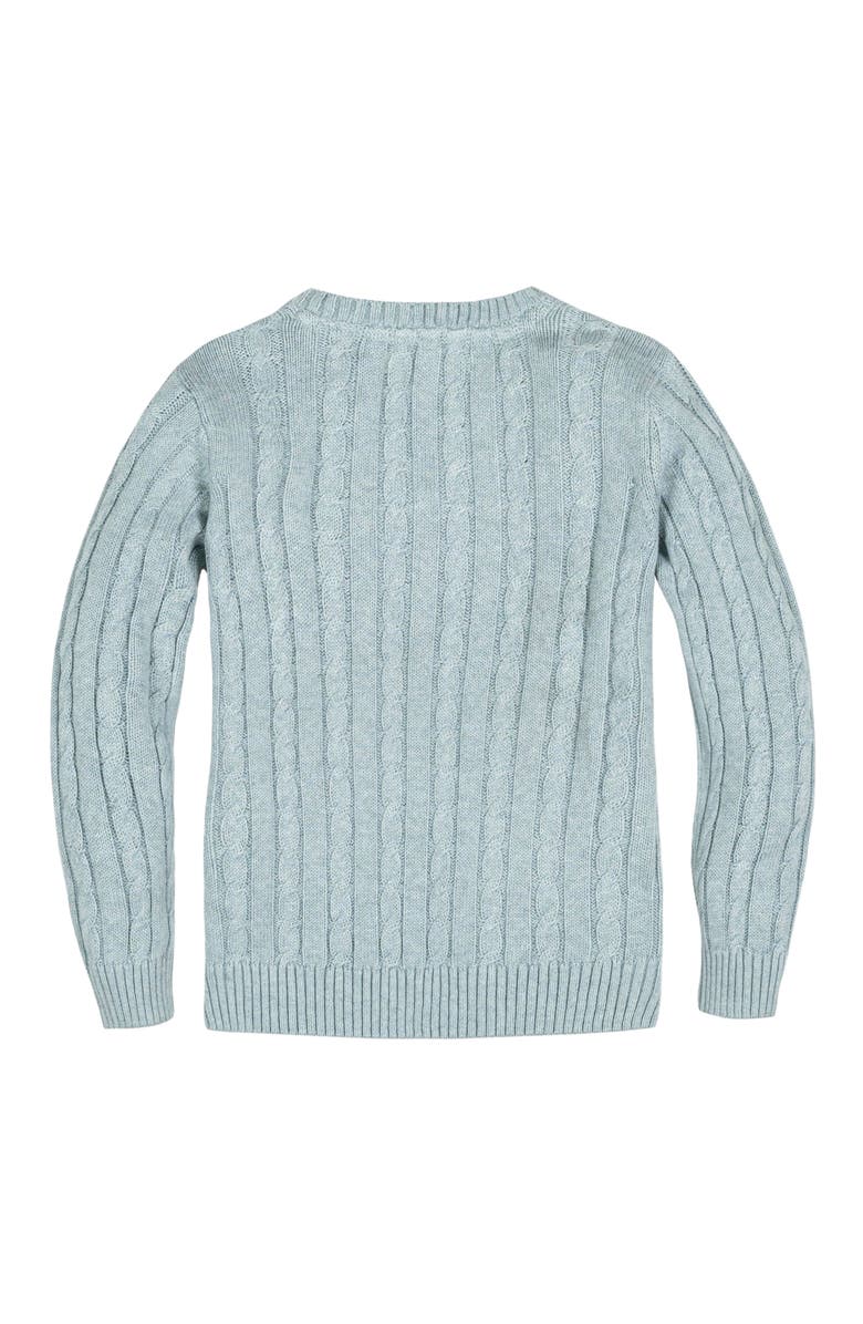 Hope & Henry Organic Long Sleeve Fine Gauge Cable V-Neck Sweater, Alternate, color, Dusty Blue Heather Cable