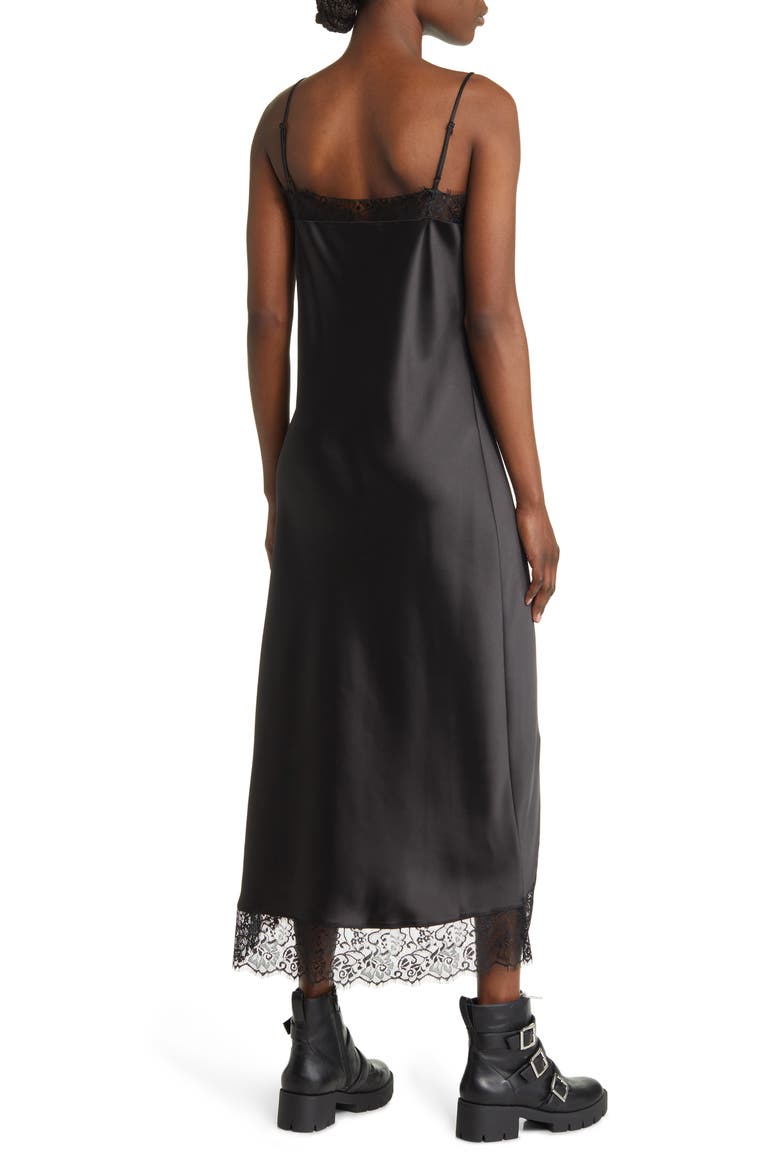 Praia Lace Trim Slipdress, Alternate, color, BLACK