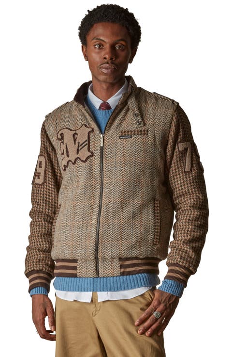Men's Tweed Wool Blend Varsity Jacket